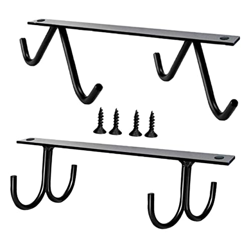 BUGUUYO 2 Satz Teiliges Unterbau Becherhalter aus Robustem Metall mit Haken Multifunktionaler Küchenhalter für Tassen Kaffeebecher und Utensilien Platzsparend Leicht zu Reinigen Schwarz von BUGUUYO