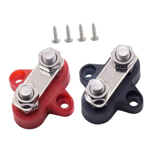 BUGUUYO 2 Stück Dual Batterie Anschlussbolzen mit Unterlegscheiben Teiliges Schwerlastfähiger Stromverteilungsblock für Auto und Boot Korrosionsbeständiger Zuverlässiger Terminal Block von BUGUUYO