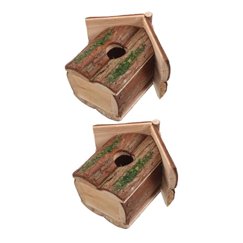 BUGUUYO 2 Stück Holz Vogelhaus zum Aufhängen Wetterfeste Hängende Nistkästen im Villenstil Robustes Outdoor Dekor für Garten Balkon Park Natürliche Integration für Wildvögel Wie von BUGUUYO