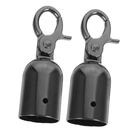 BUGUUYO 2 Stück Rope End Caps Durchmesser mit Snap Haken Schwarze Metall Kordelverschlüsse für Absperrpfosten Robustes Seil Endstück für Sichere Verbindung und Schutz von Kordelenden von BUGUUYO