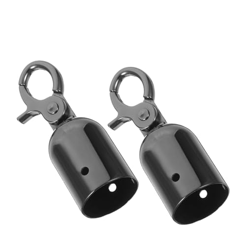 BUGUUYO 2 Stück Seilendkappen mit Metallhaken Robuster Seilstopper für Absperrungen Wiederverwendbar Leicht Glänzend Schwarz Geeignet für Hotels Flughäfen und Professionelle von BUGUUYO