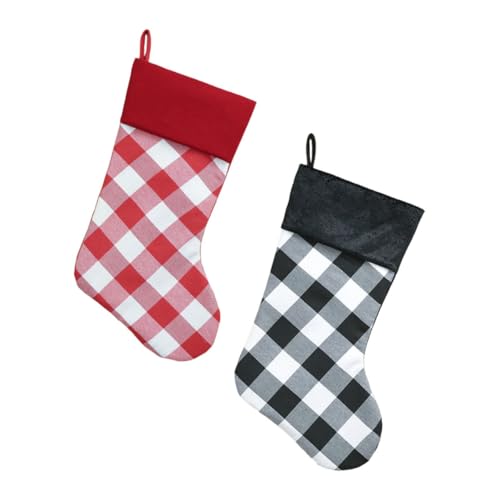 BUGUUYO 2 Stück Teiliges Weihnachtsstrümpfe aus Vliesstoff Kariert Dekorative Geschenkbeutel mit Großer Kapazität zum Aufhängen an Baum Kamin Wand Vielseitige Weihnachtsdekoration und BUGUUYO 2 Stück Teiliges Weihnachtsstrümpfe aus Vliesstoff Kariert Dekorative Geschenkbeutel mit Großer Kapazität zum Aufhängen an Baum Kamin Wand Vielseitige Weihnachtsdekoration und von BUGUUYO
