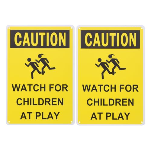 BUGUUYO 2 Stück Warnschild Langsam für Sichere Nachbarschaften Parks und Einfahrten Strapazierfähige Eisenkonstruktion mit Sichtbaren Grafiken von BUGUUYO