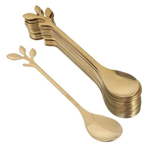 BUGUUYO 20 Stück Löffel aus Große Löffel kleiner Zuckerlöffel Haushaltslöffel Salzlöffel Verkostungslöffel Löffel mit kurzem Griff kleine Teelöffel Rostfreier Stahl Golden von BUGUUYO