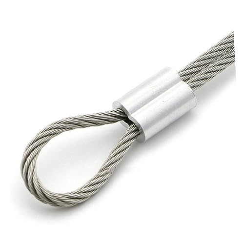BUGUUYO 200st Stahldrahtseil Doppelloch-aluminium-hülse Crimpen Von Doppelhülsen Seilklemmen 8mm Nylonschnur 2mm Doppelzwinge Drahtseilhülse Stahlseil 2mm Tauwerkklemme Ärmel Kreis M2 Oval von BUGUUYO