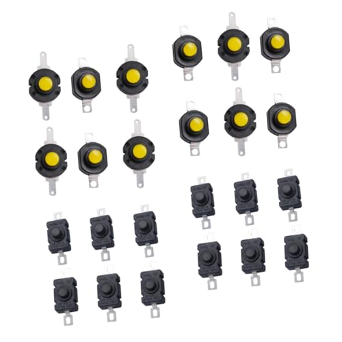 BUGUUYO 24 Stück Teiliges Mini Druckknopfschalter für Taschenlampen mit Selbstverriegelung Geeignet für Elektrische Geräte DIY Elektronik mit Robuster Federmechanik und Einfachem von BUGUUYO