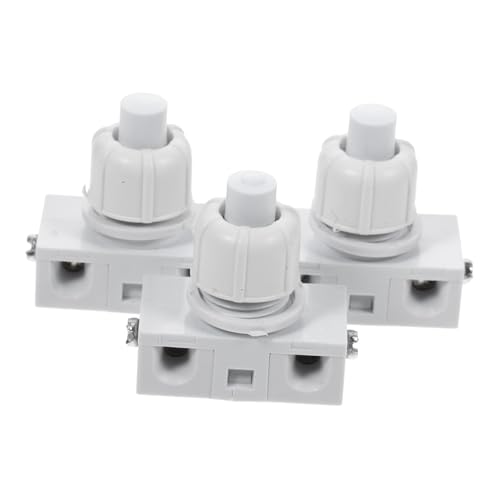 BUGUUYO 3 Stück Selbstsichernder Drucktastenschalter Weiß Kompakt Leichtgewichtiger Push Button für Lampen Haushaltsgeräte Vielseitig Einfach Montierbar von BUGUUYO