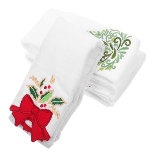 BUGUUYO 3 Stück Teiliges Baumwoll-Handtuch Weihnachtsstickerei Weiche Fingertip-tücher für Küche und Bad Vielseitige Festliche Handtücher als Festliche Dekoration und Praktische von BUGUUYO