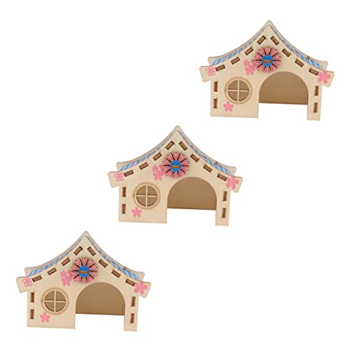 BUGUUYO 3 Stücke Holz Hideaway Sicher Holz Hütte Dekorative Villa Für Pet Hamster BUGUUYO 3 Stücke Holz Hideaway Sicher Holz Hütte Dekorative Villa Für Pet Hamster von BUGUUYO