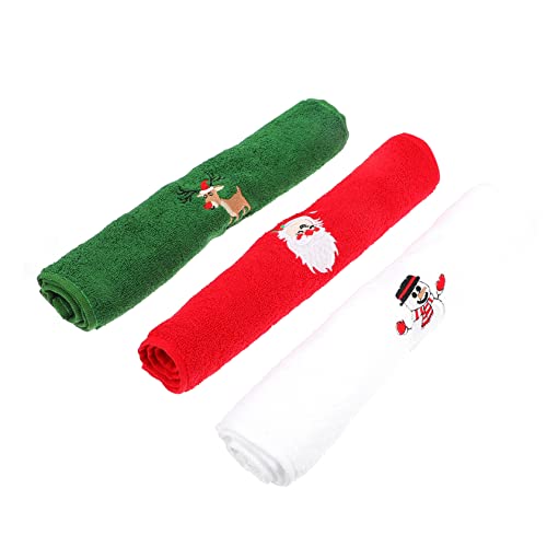 BUGUUYO 3stücke Teiliges Weihnachts-Handtuch Baumwolle Bestickt Mit Schneemann Und Weihnachtsbaum-Motiven Für Festliche Dekoration Und Alltag Weich Und Langlebig von BUGUUYO