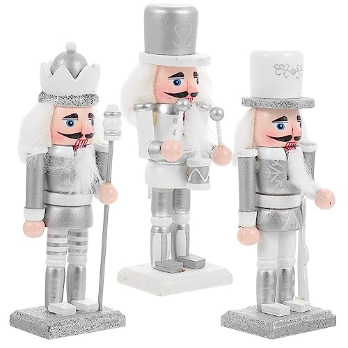 BUGUUYO 3stücke Teiliges Weihnachts-nussknacker-dekorationsset Aus Holz Festliche Tischdeko Rustikale Nussknacker-Puppe Für Stimmungsvolle Weihnachtsatmosphäre Für Wohnzimmer Und von BUGUUYO
