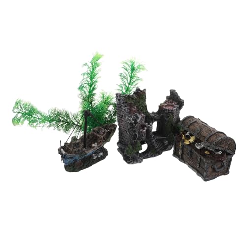 BUGUUYO 4 Stück Teiliges Aquarium Deko mit Resin Schloss Schiffswrack Schatztruhe und Simulierten Wasserpflanzen Langlebige Fischverstecke Pflegeleicht Geeignet für Aquariengrößen BUGUUYO 4 Stück Teiliges Aquarium Deko mit Resin Schloss Schiffswrack Schatztruhe und Simulierten Wasserpflanzen Langlebige Fischverstecke Pflegeleicht Geeignet für Aquariengrößen von BUGUUYO