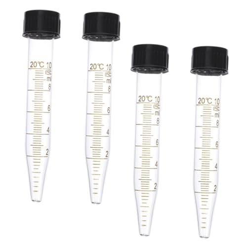 BUGUUYO 4 Stück Teiliges Glas Zentrifugenröhrchen mit Schraubbarem Deckel Spitzes Boden Reagenzglas mit Messmarkierung Transparent aus Langlebigem Labor Material Auslaufsicher Praktisch von BUGUUYO