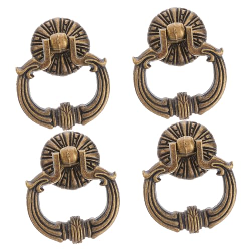 BUGUUYO 4 Stück Vintage Möbelgriffe Ringgriffe Kleine Schrankgriffe Kommode Griffe Retro Schubladengriffe für Möbel Wohnzimmerschränke und Küchenmöbel von BUGUUYO