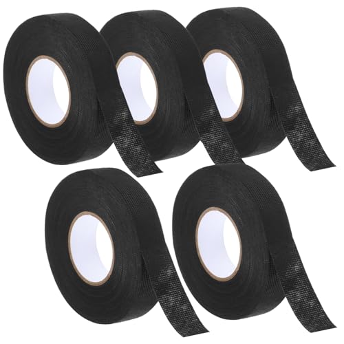 BUGUUYO 5 Rollen Hochtemperatur Beständiges Kabelbaum Klebeband Polyestergewebe Selbstklebend Geräuschdämpfend Flexibel für Auto Motor Verkabelung Isolierung und Reparatur von BUGUUYO