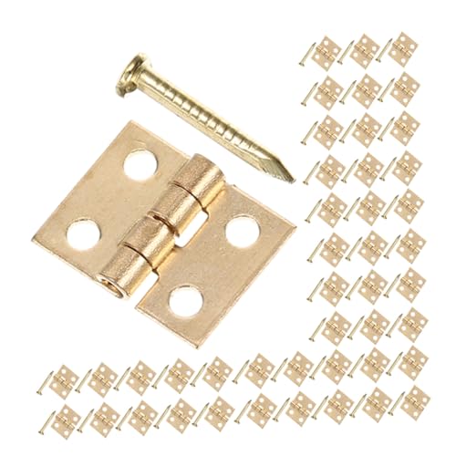 BUGUUYO 50 Sätze Mini Messing Scharniere für Möbel Schmuckkästen Holzboxen Kleine Stabile Scharniere mit Schrauben Hochwertige Messingqualität für Bastelprojekte und Schmuckschatullen von BUGUUYO