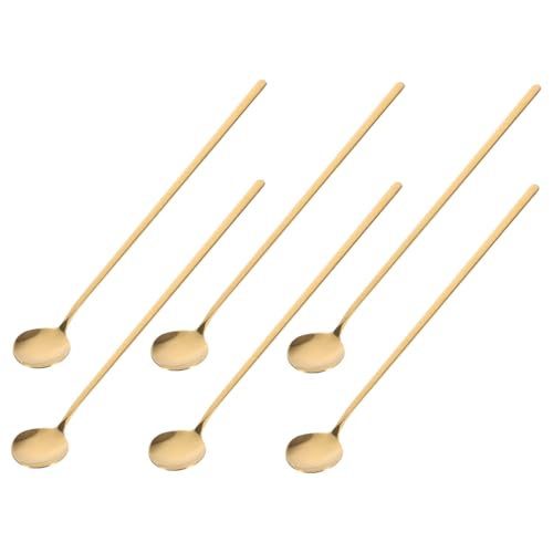 BUGUUYO 6 Stück Lange Kaffeelöffel aus Edelstahl mit Goldener Oberfläche Multifunktionale Rührlöffel für Kaffee Desserts Cocktails und Eistee Langer Griff für Einfaches Rühren in Hohen BUGUUYO 6 Stück Lange Kaffeelöffel aus Edelstahl mit Goldener Oberfläche Multifunktionale Rührlöffel für Kaffee Desserts Cocktails und Eistee Langer Griff für Einfaches Rühren in Hohen von BUGUUYO