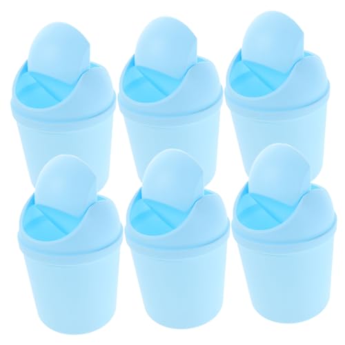 BUGUUYO 6 Stück Mini Desktop Müllbehälter mit Schwenkdeckel Kleiner Kunststoff Abfalleimer für Küche Büro Schlafzimmer Kompakt Leicht Praktisch für Saubere Arbeitsflächen und Wohnbereiche von BUGUUYO
