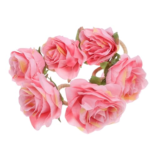 BUGUUYO 6 Stück Rote Rosen Serviettenringe aus Stoff Blumige Serviettenhalter Wiederverwendbar Leicht Dekorativ für Hochzeit Geburtstag Bankett Valentinstag Tischdeko von BUGUUYO