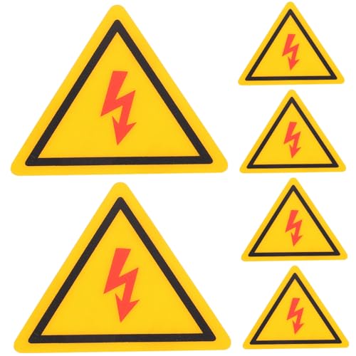 BUGUUYO 6 Stück Teiliges High Voltage Warnschild aus Robustem PC Material Ölbeständig Reißfest Leuchtend Dreieckige Hochspannung Warnaufkleber für Elektrische Haushalt Büro von BUGUUYO