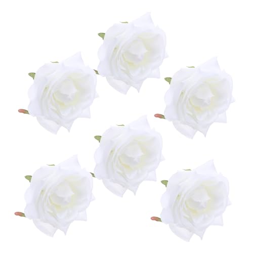 BUGUUYO 6 Stück Weiße Serviettenringe mit Rosenblüten aus Stoff Wiederverwendbare Leichte Tischdekoration für Hochzeit Party Bankett und Festliche Anlässe von BUGUUYO