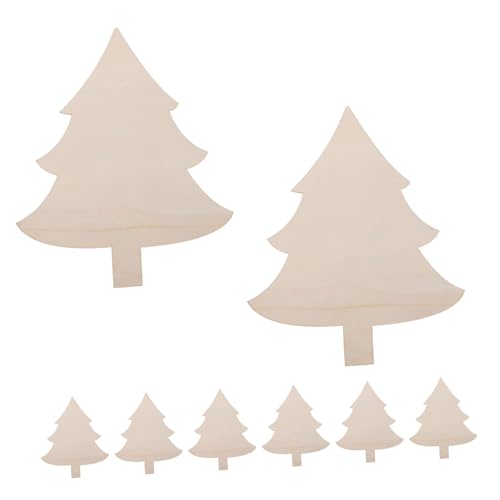 BUGUUYO 8 Stück Teiliges Holz-baumformen Unbemalt Naturbelassen für DIY Weihnachtsdekoration Kreativer Spaß Nachhaltige Holzornamente für Kreative Weihnachtsprojekte von BUGUUYO