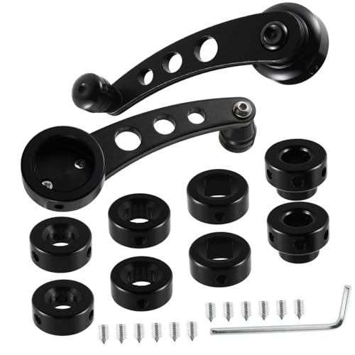 BUGUUYO Aluminium Fensterkurbel Set für Autotüren Links und Rechts Inkl Adapter und Befestigungsklammer Ersatz für Manuelle Fensterkurbel Robust und Langlebig Schwarz von BUGUUYO