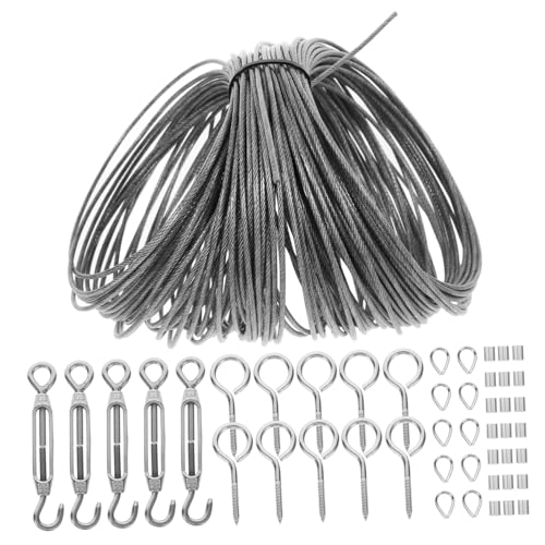 BUGUUYO Edelstahl Drahtseil mit Spanndraht und Spannschloss Korrosionsbeständiges Schweres Kabelaufhängesystem für Garten Decke und Outdoor String Lights Verstellbar Robust und Langlebig von BUGUUYO