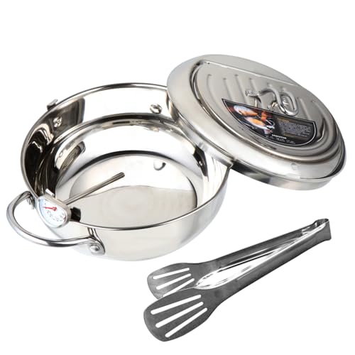BUGUUYO Einstellbare Fritteuse mit Thermometer Tempura Brattopf Geeignet für Induktionsherde Gas und Elektroherde Leicht und Tragbar Spülmaschinenfest für Frittiergerichte BUGUUYO Einstellbare Fritteuse mit Thermometer Tempura Brattopf Geeignet für Induktionsherde Gas und Elektroherde Leicht und Tragbar Spülmaschinenfest für Frittiergerichte von BUGUUYO