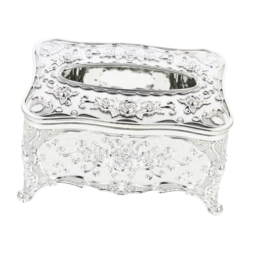 BUGUUYO Europäischer Stil Tissue Box Cover Acryl Geprägt Vintage Gehäuse Silber Eleganter Serviettenhalter für Wohnzimmer Büro Schlafzimmer Hotel BUGUUYO Europäischer Stil Tissue Box Cover Acryl Geprägt Vintage Gehäuse Silber Eleganter Serviettenhalter für Wohnzimmer Büro Schlafzimmer Hotel von BUGUUYO
