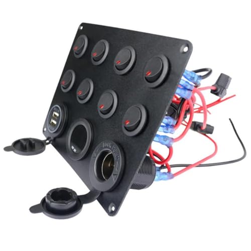 BUGUUYO Fach Katzenaugen Schalterpanel mit Doppel USB Ladeanschluss Voltmeter und Leichter Steckdose für Auto Boot Wohnmobil und Caravan Langlebiges Aluminiumgehäuse Multifunktionales BUGUUYO Fach Katzenaugen Schalterpanel mit Doppel USB Ladeanschluss Voltmeter und Leichter Steckdose für Auto Boot Wohnmobil und Caravan Langlebiges Aluminiumgehäuse Multifunktionales von BUGUUYO