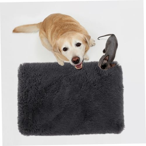 BUGUUYO Flauschiges Haustierbett aus Weichem Langflorigem Plüsch Atmungsaktive Bequeme Sofa kuscheldecke für Kleine Hunde und Katzen Tiefer Schlafplatz Dunkelgrau von BUGUUYO