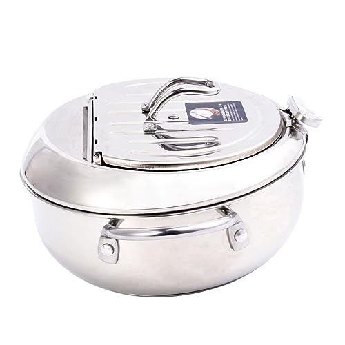 BUGUUYO Frittierpfanne mit Thermometer und Ölfilter Universeller Frittierpot für Induktionsherd und Gasherd Langlebig und Praktisch für Familie und Freunde Silber BUGUUYO Frittierpfanne mit Thermometer und Ölfilter Universeller Frittierpot für Induktionsherd und Gasherd Langlebig und Praktisch für Familie und Freunde Silber von BUGUUYO