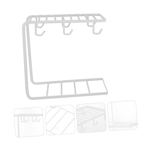 BUGUUYO Haken Kaffeetassenhalter aus Eisen Praktischer Becherablauf Platzsparendes Küchen Bar organizer Regal für Robustes Aufbewahrungssystem mit Stilvollem Design Weiß von BUGUUYO