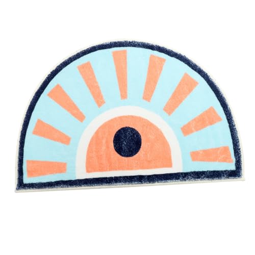 BUGUUYO Halbrunde Badematte Saugfähiger Badvorleger mit Rutschfester Rückseite Weicher Badezimmerteppich Waschbar Komfortable Fußmatte für Rutschfesten Boden von BUGUUYO