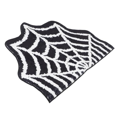 BUGUUYO Halloween Spiderweb Türmatte aus Weichem Kunstkaschmir Rutschfester Saugfähiger Bodenmatte für Bad Küche und Eingangsbereich Wiederverwendbarer Spinnennetz-dekor für Halloween von BUGUUYO