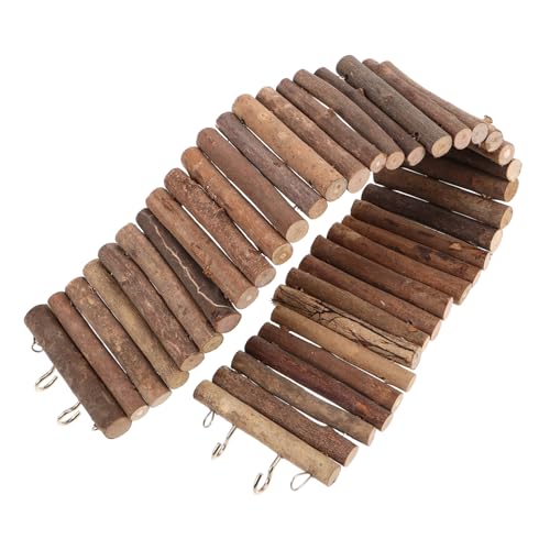 BUGUUYO Hamster Kletterleiter Holz Biegsame Hängebrücke Kleintier für Hamster Mäuse Ratten Interaktive Kletterplattform Zubehör für Kleine Haustiere von BUGUUYO
