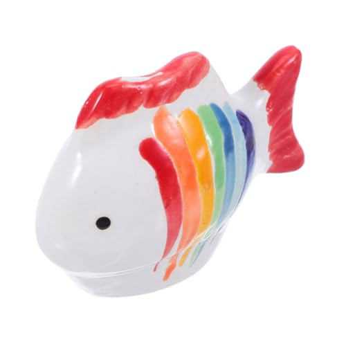 BUGUUYO Handbemalte Keramik Fischfigur Schwimmend Lebensechte Bunte Streifen Aquarium Deko Für Teich Fischbecken Ornamente Unterwasser Szenen von BUGUUYO