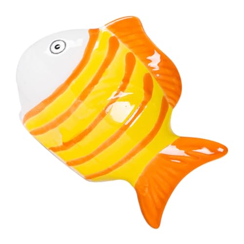 BUGUUYO Handbemalte Keramik-fischfigur Schwimmend Aquarium-deko mit Lebhaften Streifen für Fischbecken Teich Wasserspiele und Wohnraumgestaltung von BUGUUYO