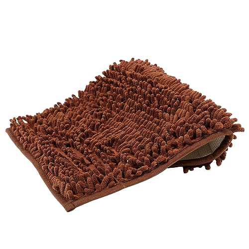 BUGUUYO Hochabsorbierende Badezimmermatte rutschfest Waschbar Chenille Türmatte für Innenbereich Vielseitig als Wc Eingangs und Haustiermatte Geeignet Braun von BUGUUYO