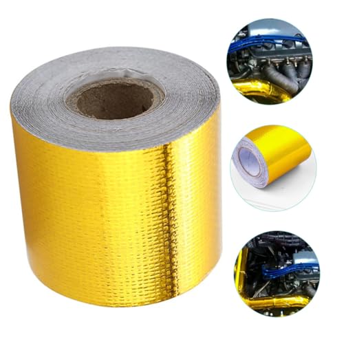 BUGUUYO Hochtemperaturbeständiges Aluminiumfolie dichtungsband Gold Hitzebeständiges Wasserfestes Klebeband für Isolierung Abdichtung und Reparatur an Dach Auto und Fenster von BUGUUYO