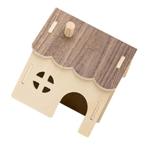 BUGUUYO Holz Hamster Versteck Villa mit Mehrkammer-Design Sichere Ruhezone für Meerschweinchen Mäuse und Igel Geräumiges Holzhaus zum Verstecken für Kleintiere von BUGUUYO
