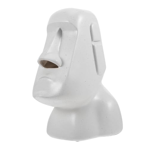 BUGUUYO Wohnkultur Kasten Moai-taschentuchbox Harz Schöne Ornamente Moai-Tiki-kopffigur Osterinsel- Taschentuchbox-Organizer Papiertuchspender Deko Aufbewahrungskiste Weiß Lagerung von BUGUUYO