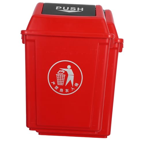 BUGUUYO Küchenmülltonne mit Deckel für Recycling für Zuhause und Gewerbliche Nutzung Rote Kunststoff mit Modernem Design von BUGUUYO
