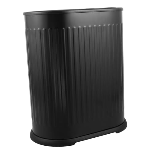 BUGUUYO Kunststoff Toilettenmülleimer mit Pressdeckel Schmaler Abfalleimer für Badezimmer Geruchsversiegelnder Deckel Großer Fassungsvermögen Platzsparend für Toilette Schlafzimmer von BUGUUYO