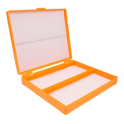 BUGUUYO Labor Aufbewahrungsbox für Mikroskop-objektträger Kunststoff Orange Stapelbar Staubdicht Platzsparend für Labor Pathologie und Klassenzimmer von BUGUUYO