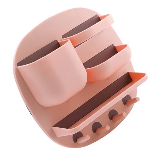 BUGUUYO Multifunktionales Badezimmer Wandregal aus Stabilem Kunststoff Fächer mit Ablagefläche und Haken Platzsparend für Handtücher Badutensilien Modernes Design Einfache Montage ohne von BUGUUYO