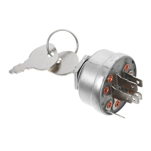 BUGUUYO Rasenmäher -Startschalter Zündschloss Anlasser schalten Zündschalter für Rasenmäher Starterschalter Mäher Fahrzeug Zündschalter Ersatz-Zündschalter Kupfer Silver von BUGUUYO