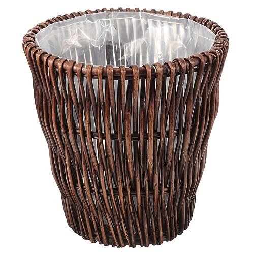 BUGUUYO Rattankorb Mülleimer Eleganter Papierkorb Fürs Badezimmer Robustes Rattan Und Kunststoffmaterial 26cm Durchmesser 28cm Höhe von BUGUUYO