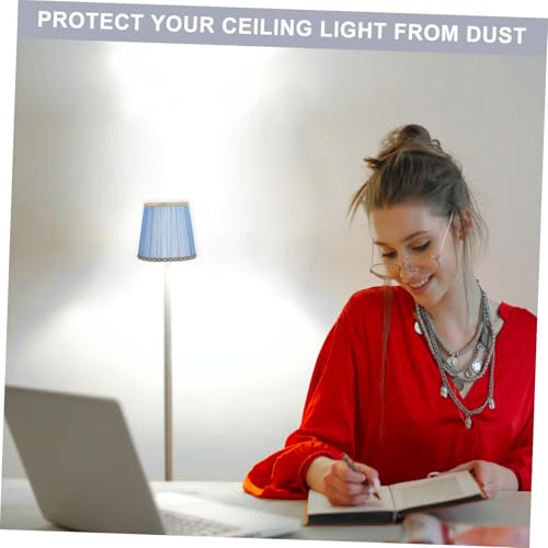 BUGUUYO Stoff Lampenschirm Blau Staubdichter Textil Lampenabdeckung für Kronleuchter Wand Stehlampen Einsetzbar für Wohn Schlafzimmerbeleuchtung von BUGUUYO